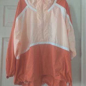 Free People Windbreaker Women's Orange and Cream Jacket,Size Xs Nnt